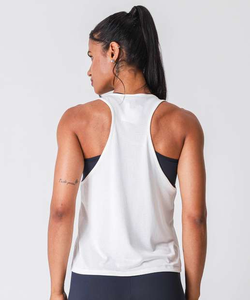 Blusa Regata Feminina Fitness Dry Fit Marisa Off White