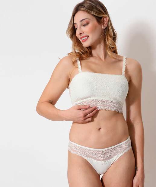 Kit 2 Calcinhas Fio Dental Microfibra Renda Marisa