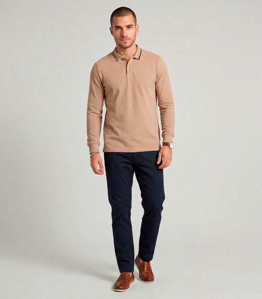 Polo Manga Longa Malhão Diametro Marrom