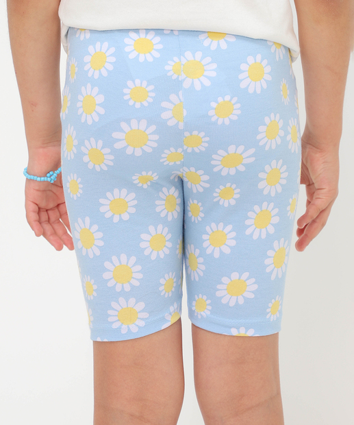Bermuda Infantil Ciclista Floral Marisa Tam 4 a 10 Azul