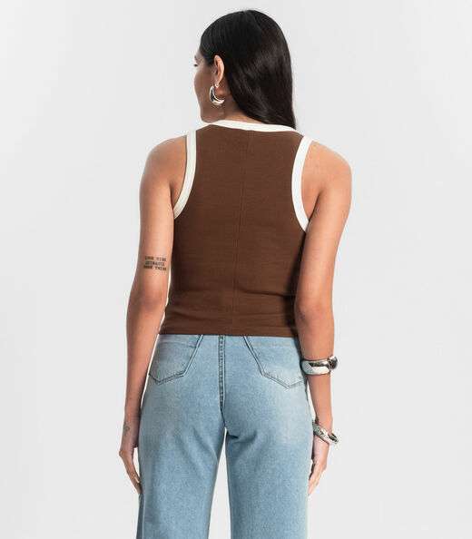 Regata de Ribana Feminina Rovitex Marrom