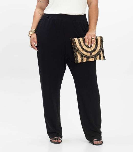Calça Feminina Plus Size Em Molecotton Secret Glam Preto