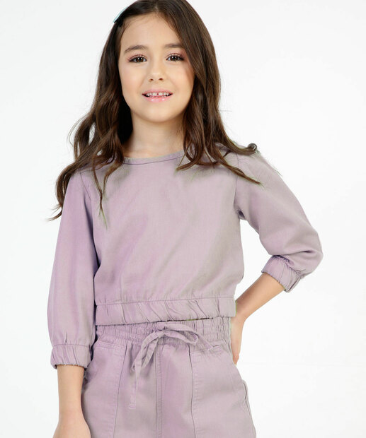 Blusa Infantil Cropped Manga 7/8 Marisa Tam 4 a 12