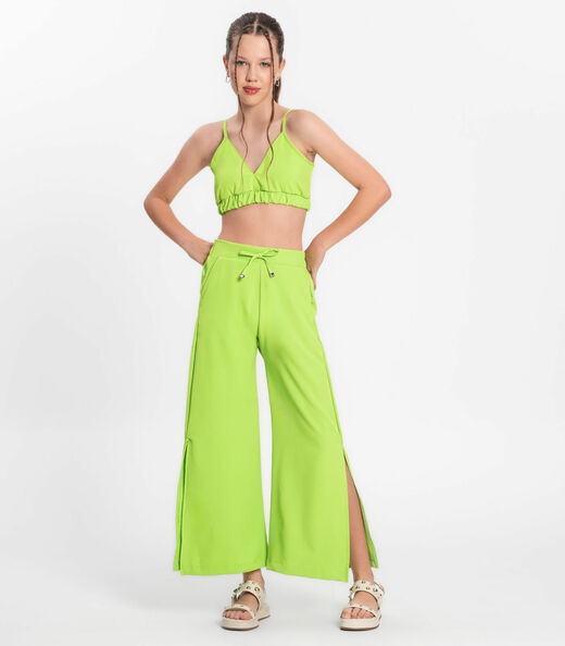 Image_Calça Juvenil Feminina Em Crepe Light Minty Verde