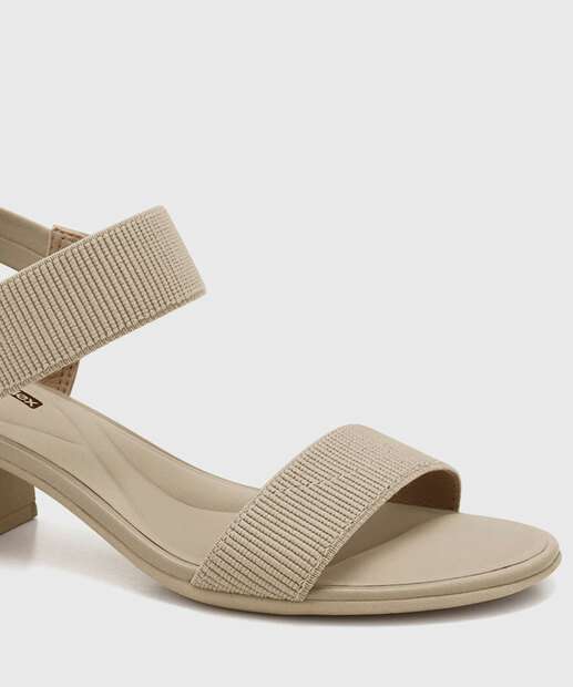 Sandália Feminina Salto Grosso Comfortflex Bege 