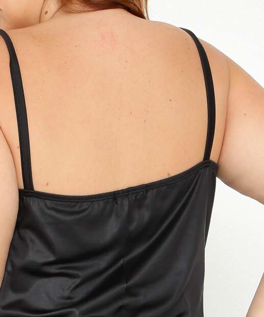 Vestido Plus Size Feminino Midi Brilho Alças Finas Marisa