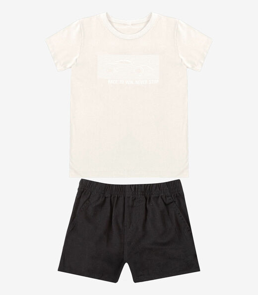 Conjunto Infantil Camiseta Com Bermuda Select Bege