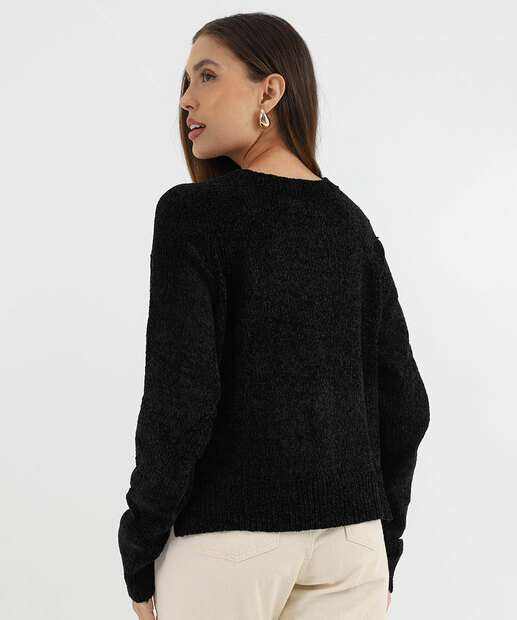 Suéter Feminino Chenille Marisa Preto