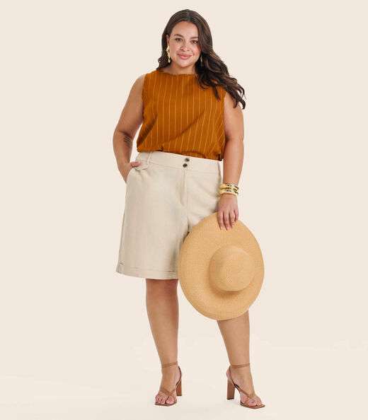 Regata Feminina Plus Size em Visco Secret Glam Marrom
