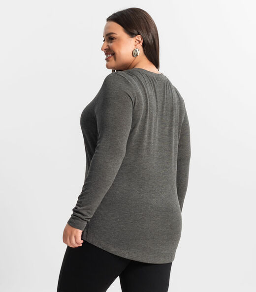 Blusa Manga Longa Visco Tricot Secret Glam Cinza