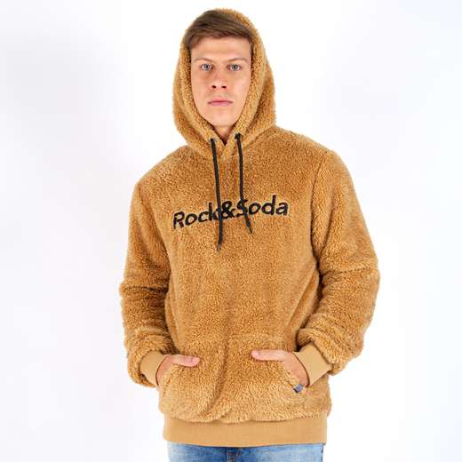 Blusão Moletom Rock e Soda Masculino Bolso Canguru Capuz Teddy
