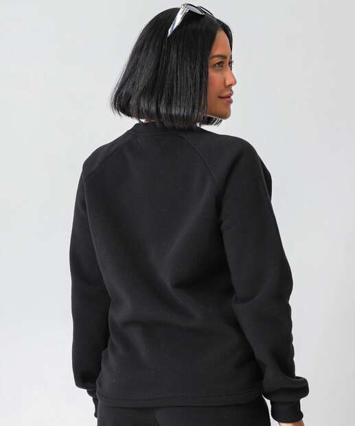 Blusão Feminino Moletom Flanelado Marisa Preto