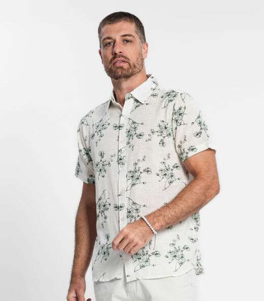 Camisa Masculina Em Tricoline Diametro Bege