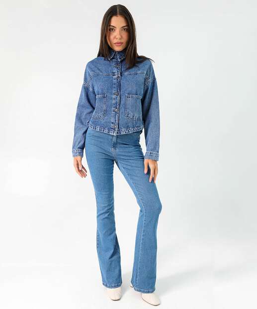 Image_Calça Feminina Jeans Flare Cintura Alta Marisa Azul