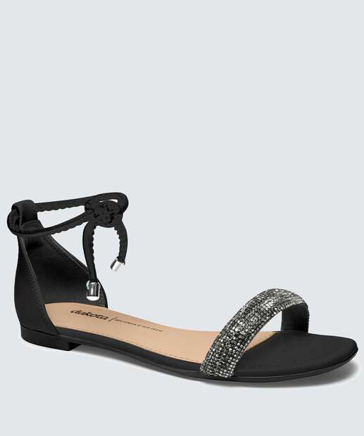 Sandália Feminina Rasteira Strass Amarração Dakota 