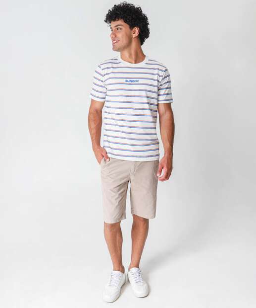Camiseta Masculina Listrada Marisa Off White