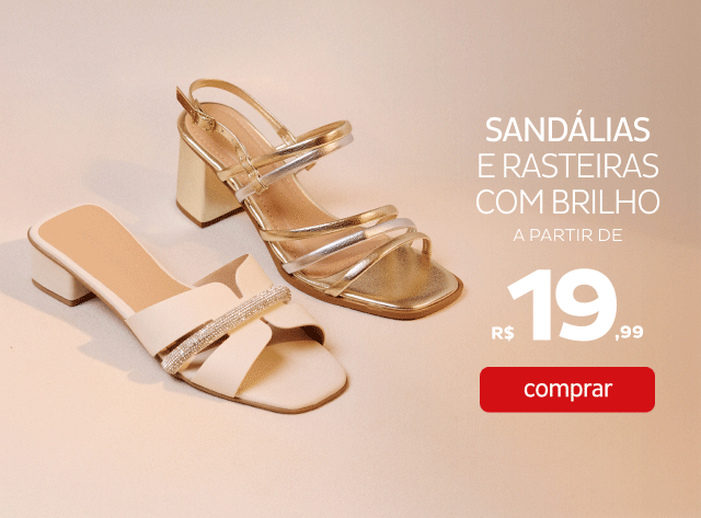 Sandalias e rasteiras a partir de R$19,99
