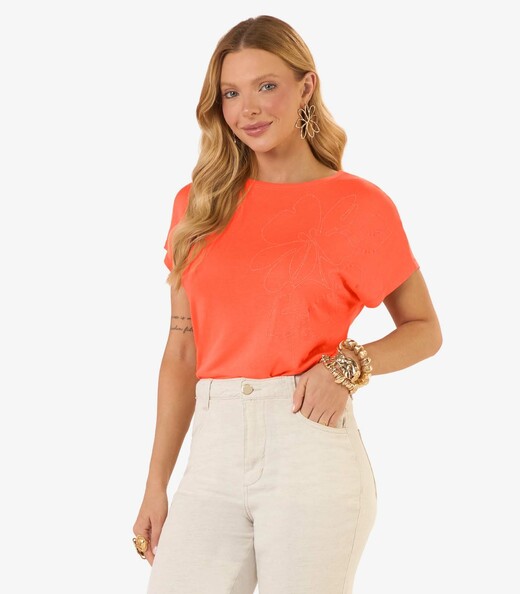 Image_Blusa Feminina Visco Tricot Com Estampa Rovitex Laranja