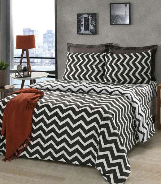 Image_Jogo de Cama Chevron Queen Lar E Lazer Preto