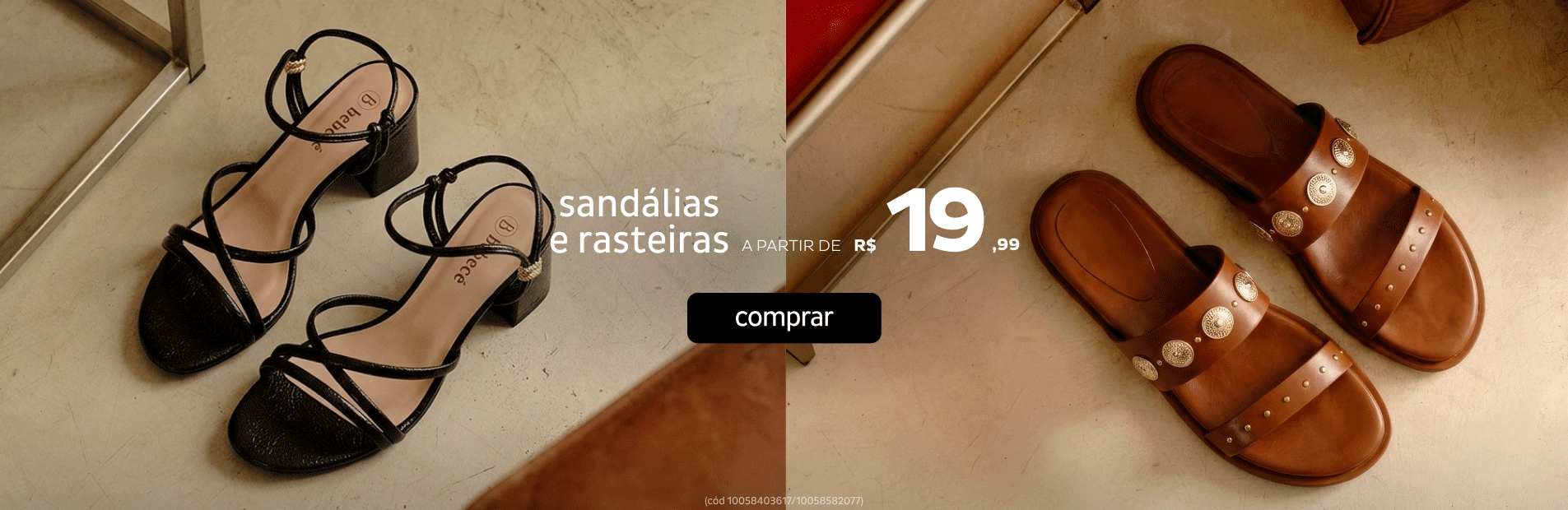 Sandálias e Rasteiras a partir de R$19,99