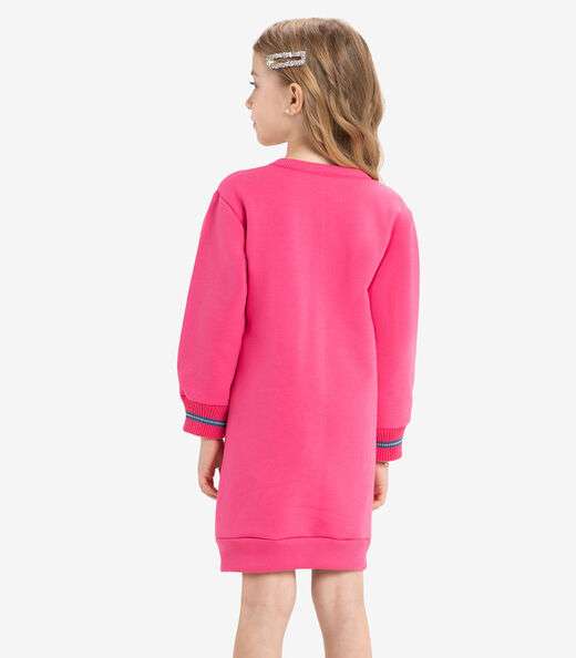 Vestido Infantil De Moletom Manga Longa Rovi Kids Rosa