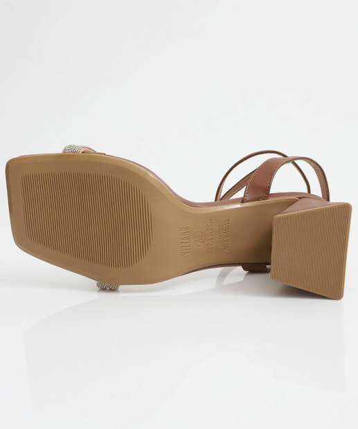 Sandália Feminina Salto Grosso Vizzano Caramelo