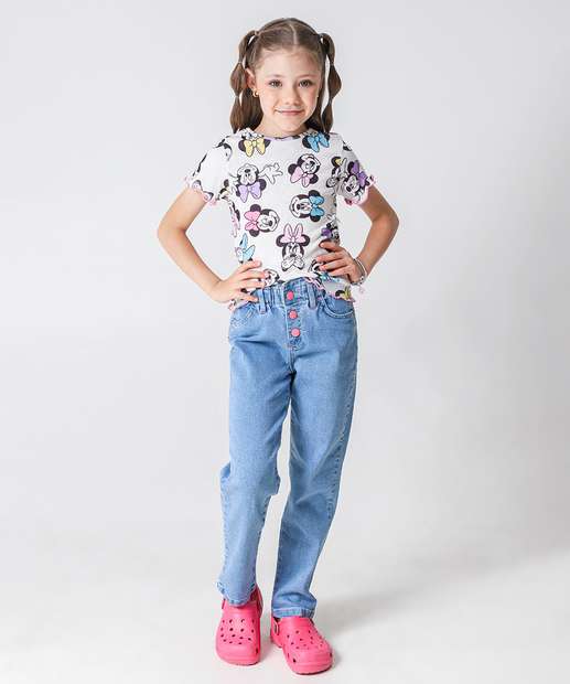 Blusa Infantil Canelada Minnie Tam 4 a 10 Off White