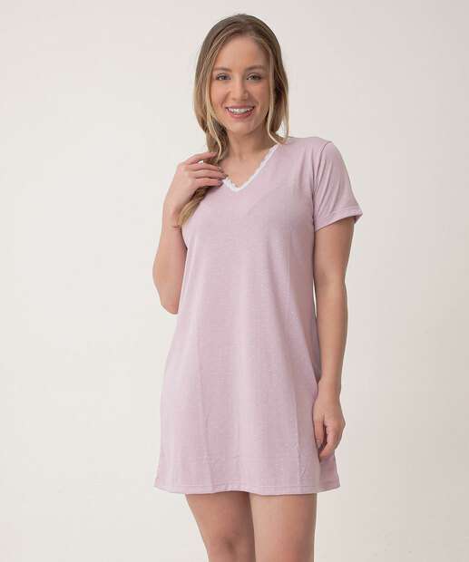 Image_Camisola Estampa Poá Recorte Renda Manga Curta Marisa Lilás