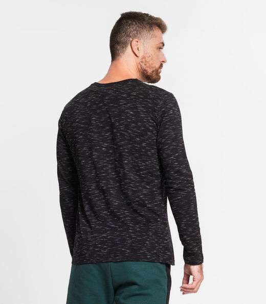 Camiseta Manga Longa Em Meia Malha Diametro Preto