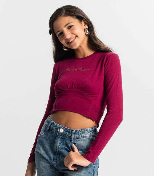Blusa Juvenil Manga Longa Minty Vermelho