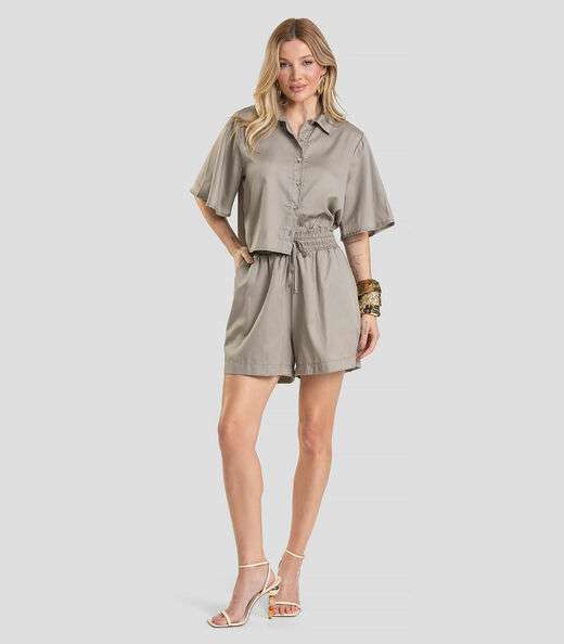 Camisa Feminina em Tecido Plano Dianna Cinza