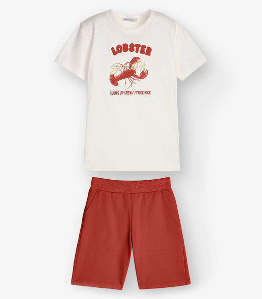 Image_Conjunto Camiseta com Bermuda Menino Trick Nick Bege