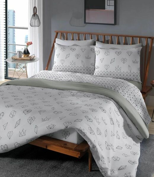 Jogo De Cama Queen Geométrico 150 Fios Lar E Lazer Branco