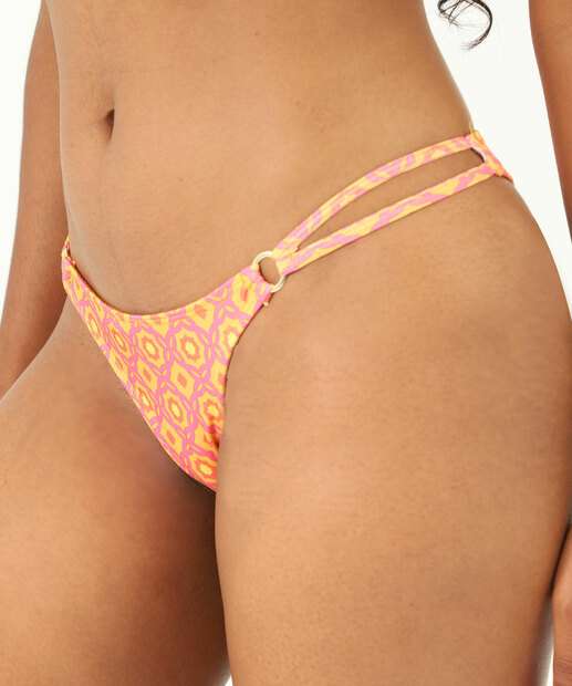 Calcinha Biquíni Estampada String Argola Marisa Rosa