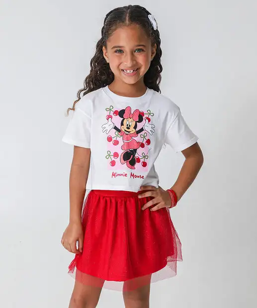 Conjunto Infantil Tule Minnie Disney Tam 4 a 10