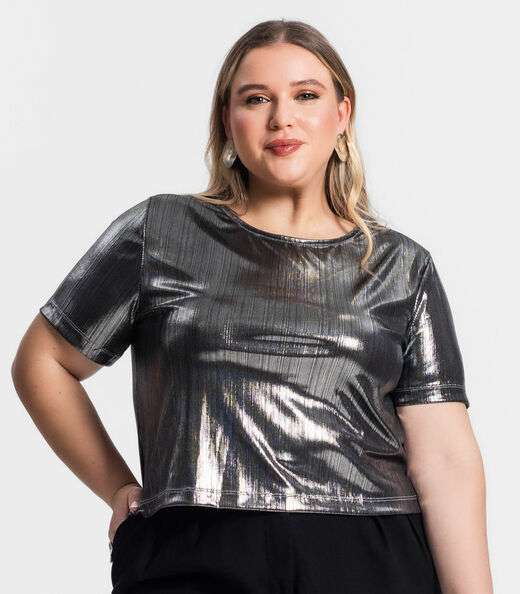 Blusa Feminina Plus Size Secret Glam Cinza