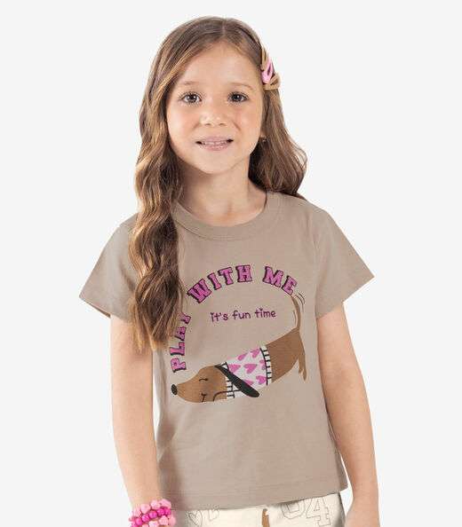 Conjunto Blusa Com Shorts Rovi Kids Marrom