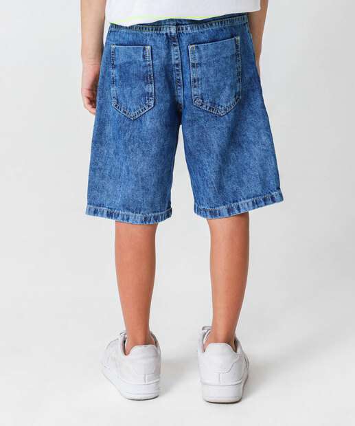 Bermuda Infantil Jeans Bolso Tam 04 a 08 Azul