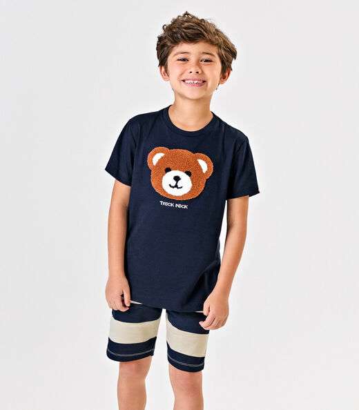 Conjunto Infantil Camiseta Com Bermuda Trick Nick Azul