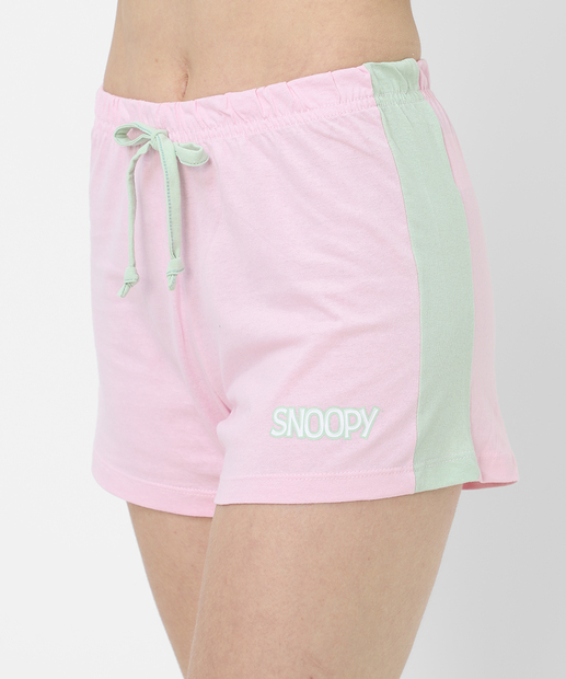 Pijama Feminino Manga Curta Estampa Snoopy Verde