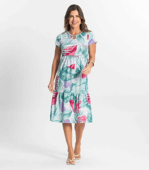 Vestido Midi Feminino Estampado Select Verde