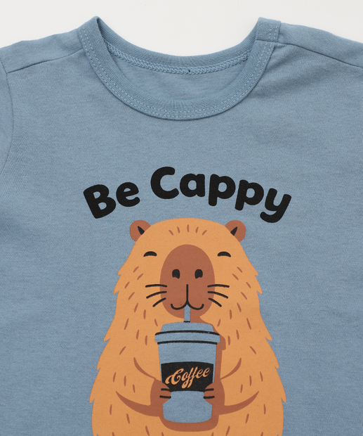 Camiseta Infantil Estampa Capivara Marisa Tam 1 a 3 Azul