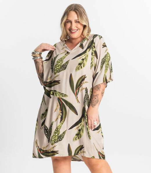 Vestido Curto Secret Glam Bege