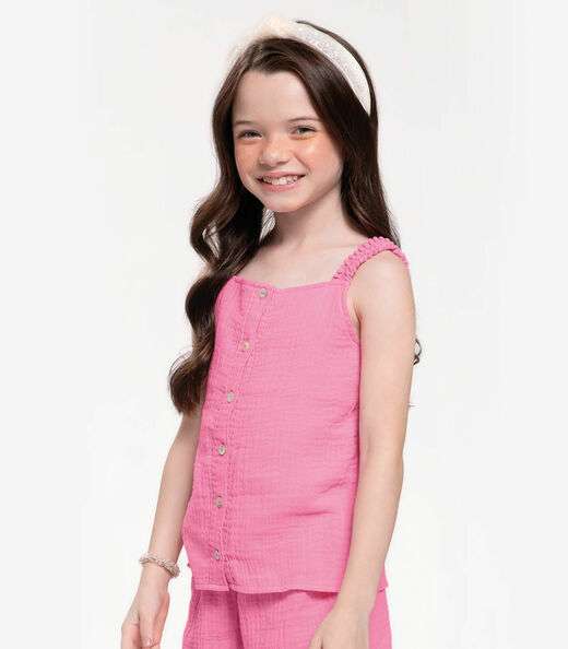 Conjunto Infantil Blusa Com Shorts Trick Nick Rosa