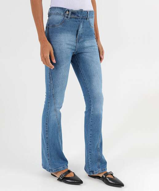 Calça Jeans Flare Feminina Cintura Alta