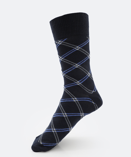 Meia Masculina Cano Longo Estampada MR Preta