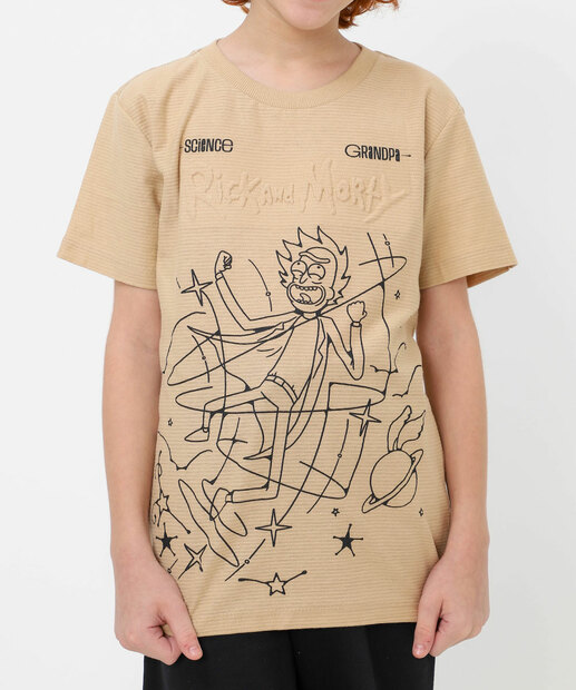 Camiseta Juvenil Rick and Morty Warner Bros Tam 10 a 16 Bege