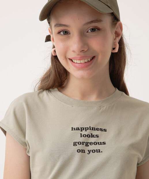 Blusa Juvenil Cropped Estampado Marisa Tam 10 a 16