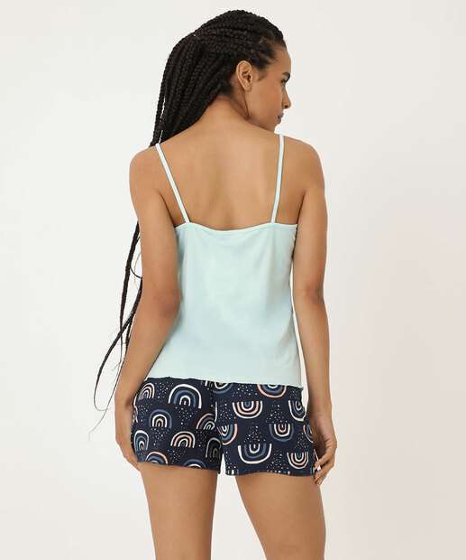 Pijama Feminino Estampa Arco-íris Alças Finas Marisa