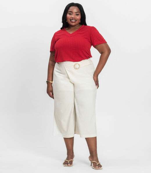 Blusa Malha Delicate Plus Infinita Cor Vermelho